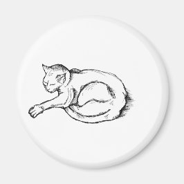Imán Cat Sleeping Illustration Pen Drawing Art