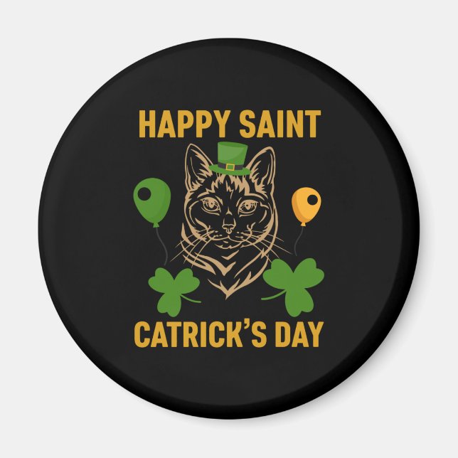 Imán Cat St. Patrick's Day para los amantes del gato (Frente)