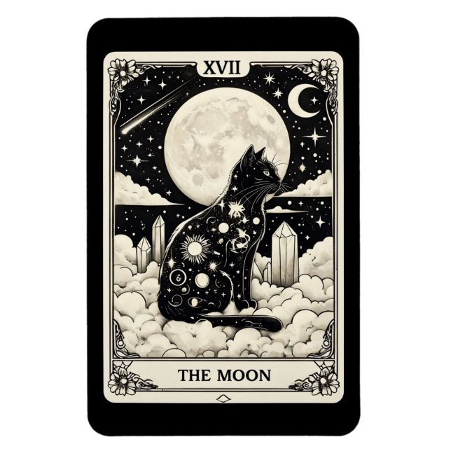 Imán Cat Tarot Card The Moon Graphic (Vertical)