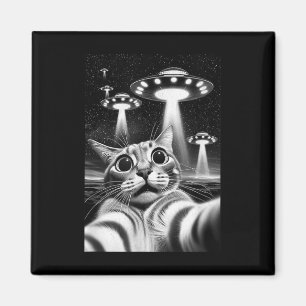 Imán Cat Ufo _ Gracioso Meme De Invasión Retro Alien Ca