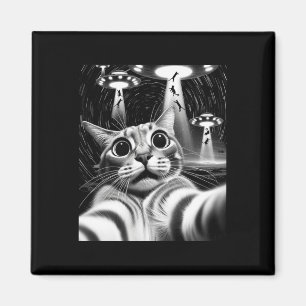 Imán Cat Ufo Invasion _ Gracioso Cat Meme Retro Alien C