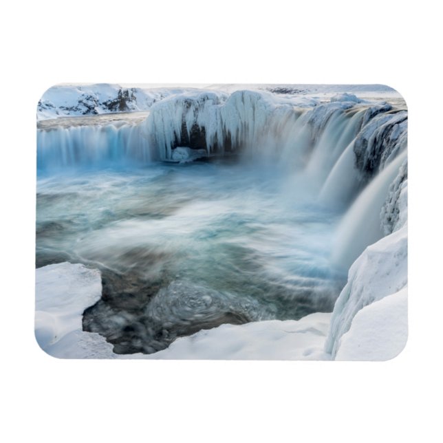 Imán Catarata Godafoss, invierno, Islandia 2 (Horizontal)