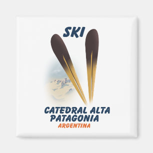 Imán Catedral Alta Patagonia, cartel de esquí en Argent