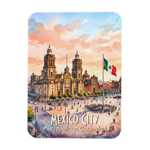Imán Catedral Católica de la Ciudad de México Acuarela