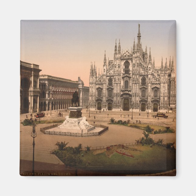 Imán Catedral de Milán y Piazza, Lombardía, Italia (Frente)