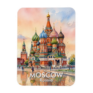 Imán Catedral de Moscú Rusia Acuarela Viajes Personaliz