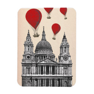 Imán Catedral de St Pauls y globos de aire rojo