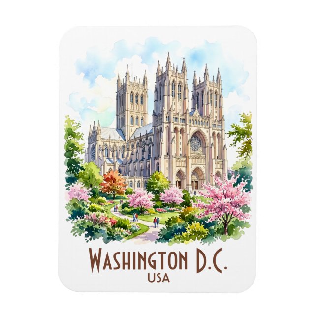 Imán Catedral de Washington Acuarela Religiosa Personal (Vertical)
