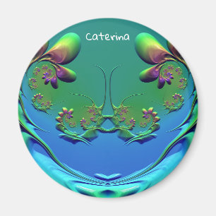 Imán CATERINA ~ Fractal Rosa en miniatura personalizado