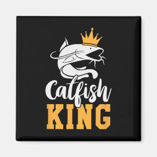 Imán Catfish King Design Divertido regalo de pesca de b