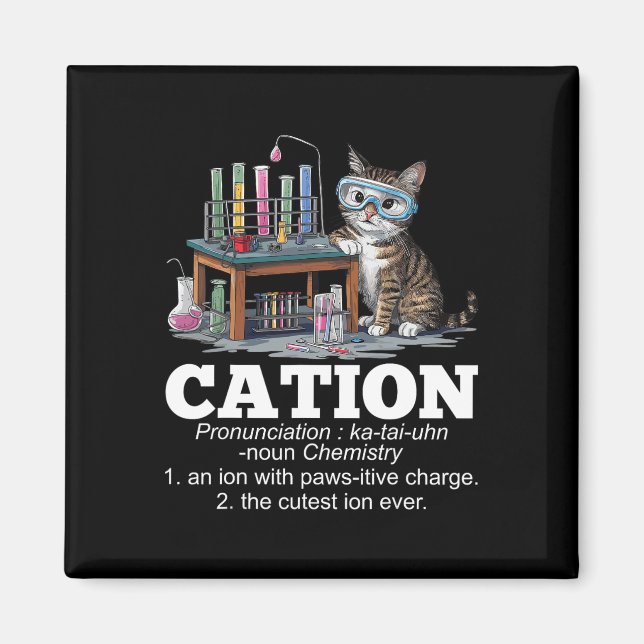 Imán Cation Chemistry Teacher Cat Pun Fun (Frente)