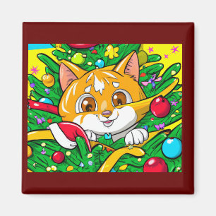 Imán Catito lindo en el árbol de Navidad divertido