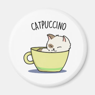Imán Catpucccino Gracioso Gato Gato Gatito En Un Pun De