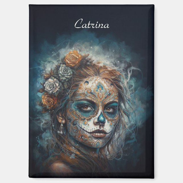Imán Catrina Azul, personalizado (Anverso)