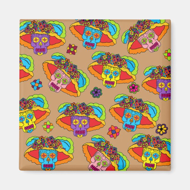Imán Catrina Sugar Skull (Frente)