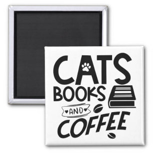 Imán Cats Books Tipografía de café Cate de lectura