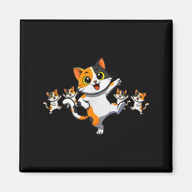 Imán Cats Dancing Funny Cat Lover For Women Kitty Graph (Frente)