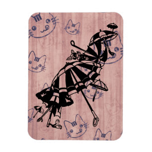 Imán Cats Faces Sombrillas Umbrellas Pintura de tinta