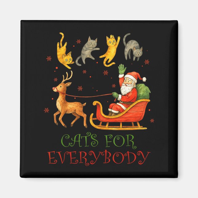 Imán Cats For Everybody Christmas Funny Cat Xmas Santa  (Frente)