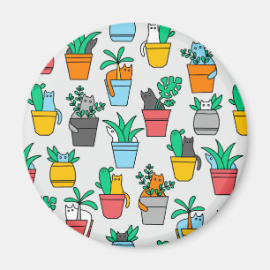 Imán Cats in the flowerpots