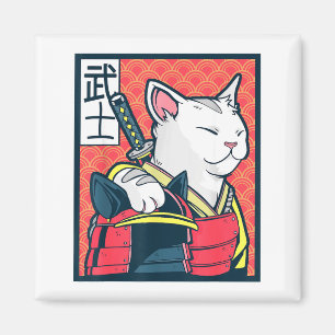 Imán Catzilla Arte de Gato Japonés Antiguo Camiseta Nin