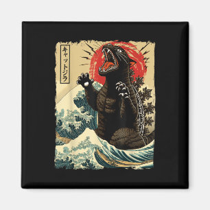 Imán Catzilla Cat Art Funny Cat Japonés Para Hombres Mu