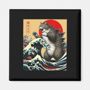 Imán Catzilla Cat Arte Japonés Gracioso Regalos De Gato