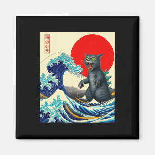 Imán Catzilla Cat Arte Japonés Gracioso Regalos De Gato