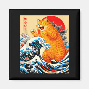 Imán Catzilla gato naranja arte japonés para hombres mu