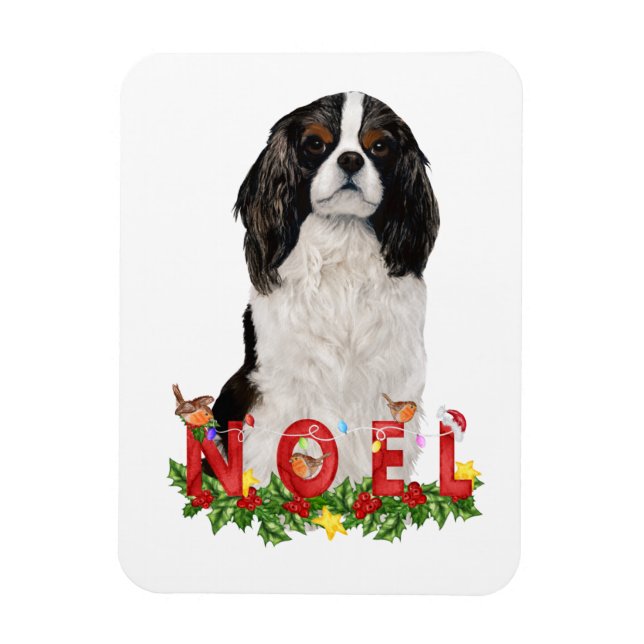 Imán Cavalier King Charles Noel Navidad acuarela (Vertical)