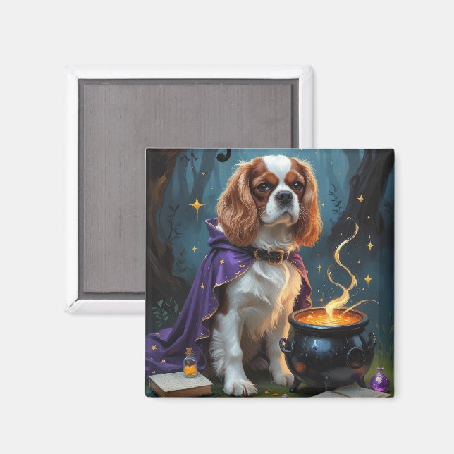 Imán Cavalier King Charles Spaniel Caprichoso Halloween (Anverso/Reverso)