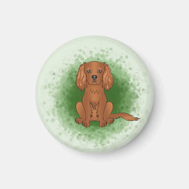 Imán Cavalier King Charles Spaniel de rubí sobre verde (Frente)