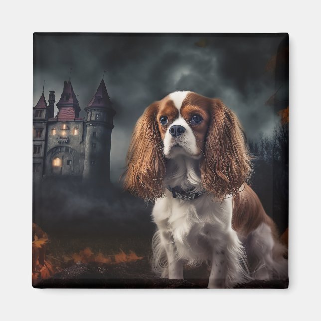 Imán Cavalier King Charles Spaniel Halloween Espantoso (Frente)