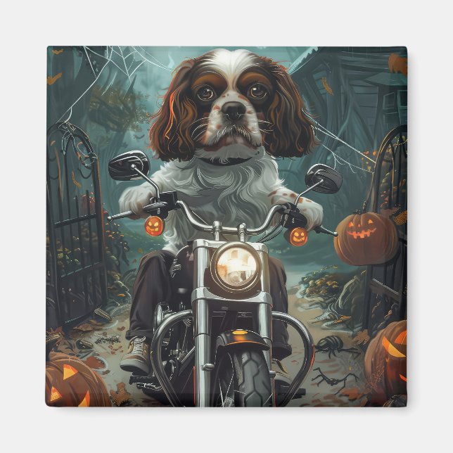 Imán Cavalier King Charles Spaniel Halloween Espeluznan (Frente)