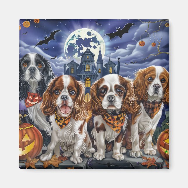 Imán Cavalier King Charles Spaniel Halloween Spooky (Frente)