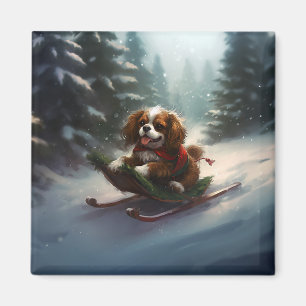 Imán Cavalier King Charles Spaniel Nieve de Navidad