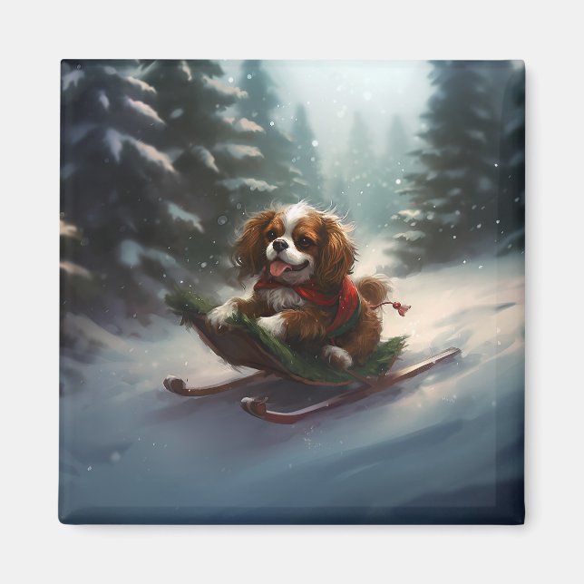 Imán Cavalier King Charles Spaniel  Nieve de Navidad (Frente)