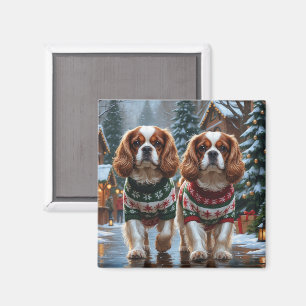 Imán Cavalier King Charles Spaniel Perros Navidad Nieve