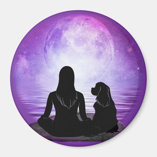Imán Cavalier King Charles Spaniel Purple Moon Art (Frente)