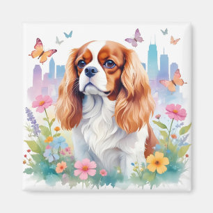 Imán Cavalier King Charles Vintage Animal Nature City