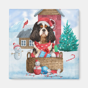 Imán Cavalier King Dog en la Casa de Perros de Navidade
