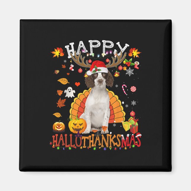 Imán Cavalier King Halloween Navidades Perro Happy Hall (Frente)