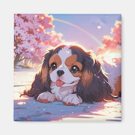 Imán Cavalier Rey Charles Pastel Sakura Cielo arcoiris