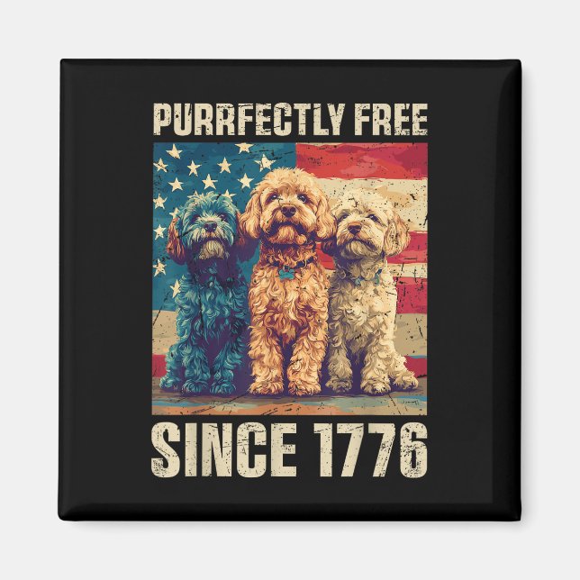 Imán Cavapoo Perro Proud Puramente Libre El 4 De Julio (Frente)