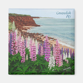 Imán Cavendish Cliffs and Spring Lupins Square Magnet