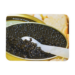 Imán Caviar negro y una cuchara de nácar para
