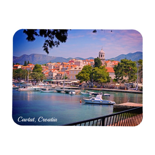 Imán Cavtat, vistas a Croacia de la tarjeta postal de v (Horizontal)
