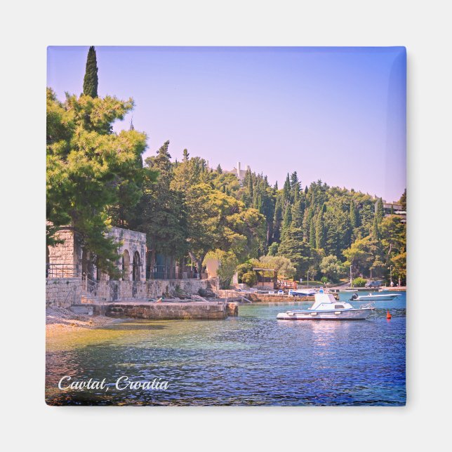 Imán Cavtat, vistas a Croacia de vacaciones en la playa (Frente)