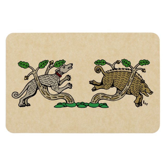 Imán Caza Boar Medieval (Horizontal)