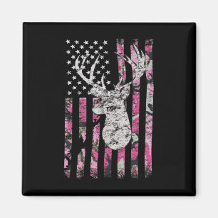 Imán Caza de ciervos Camo Bandera Americana Pink Buck